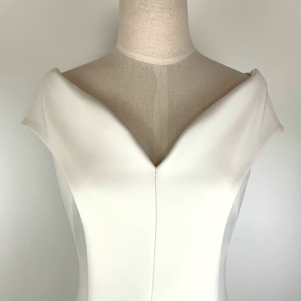 Black Halo Eve Anderson Mini Off Shoulder Cocktail Sheath Dress White Women's 2 - Picture 4 of 7
